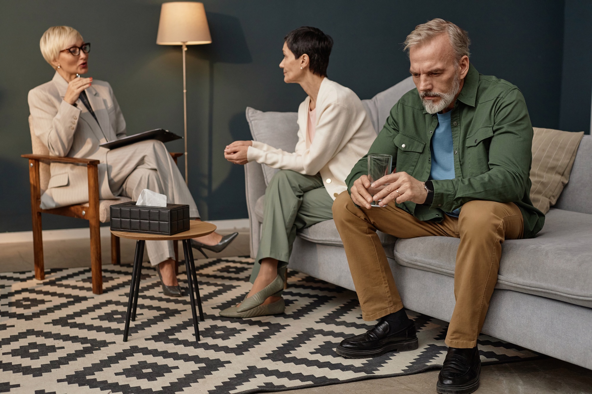 Senior Man in Couples Therapy Session Or Counselling